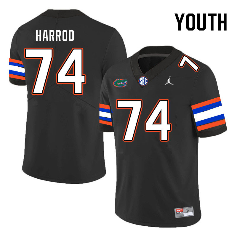 Youth #74 Will Harrod Florida Gators College Football Jerseys Stitched-Black